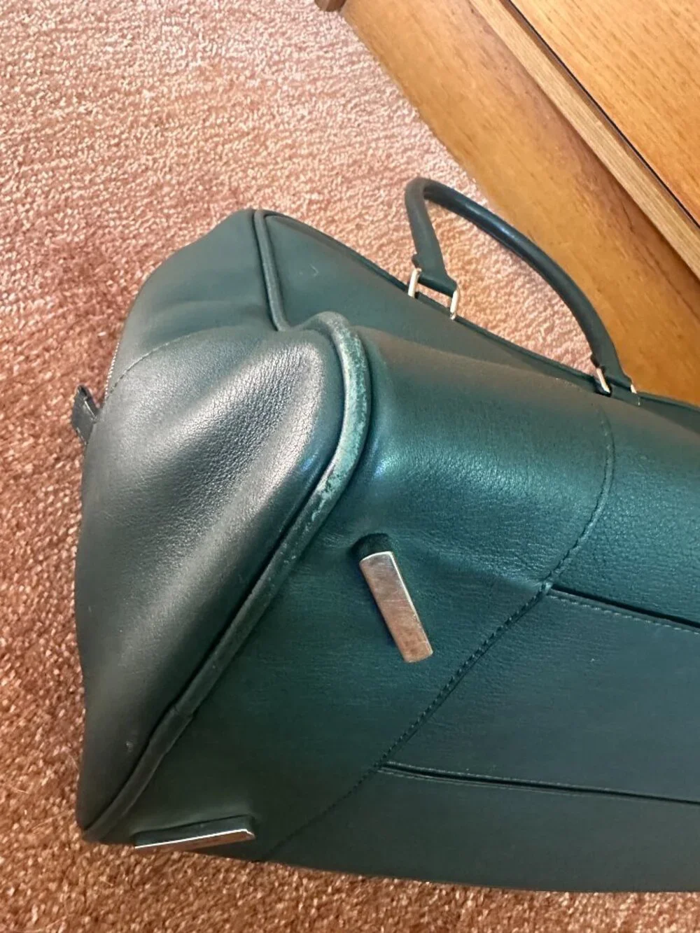 LOEWE Leather Boston / Weekender Travel Bag – Forest Green (RARE) with Dust Bag - Picture 7 of 14